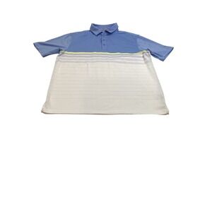 Walter Hagen Large Blue White Colorblock Striped Performance Golf Polo Shirt